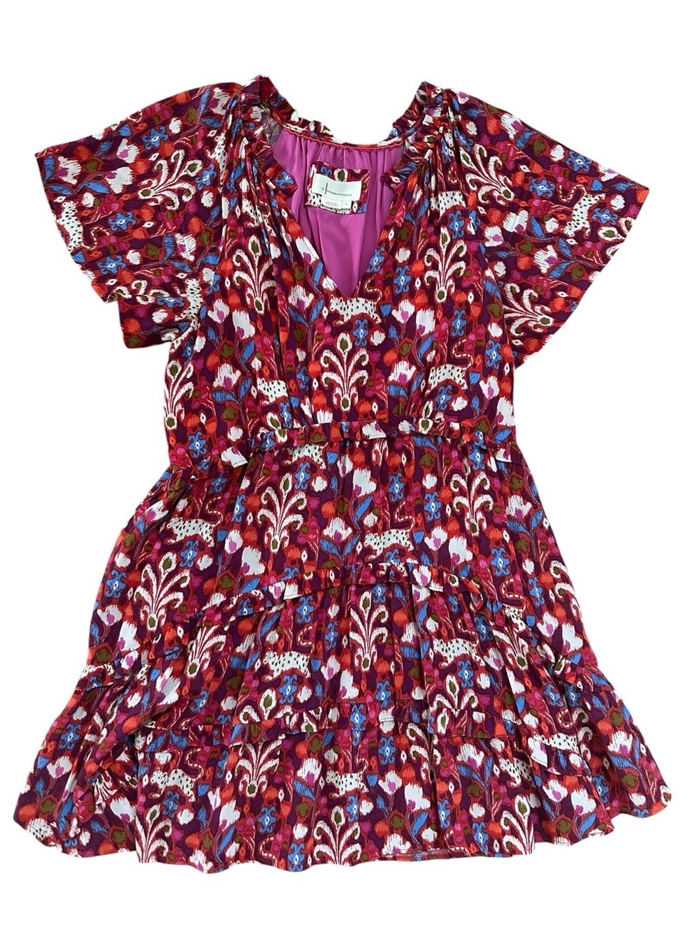 Anthropologie Robin Red Tiered Ruffle Mini Dress